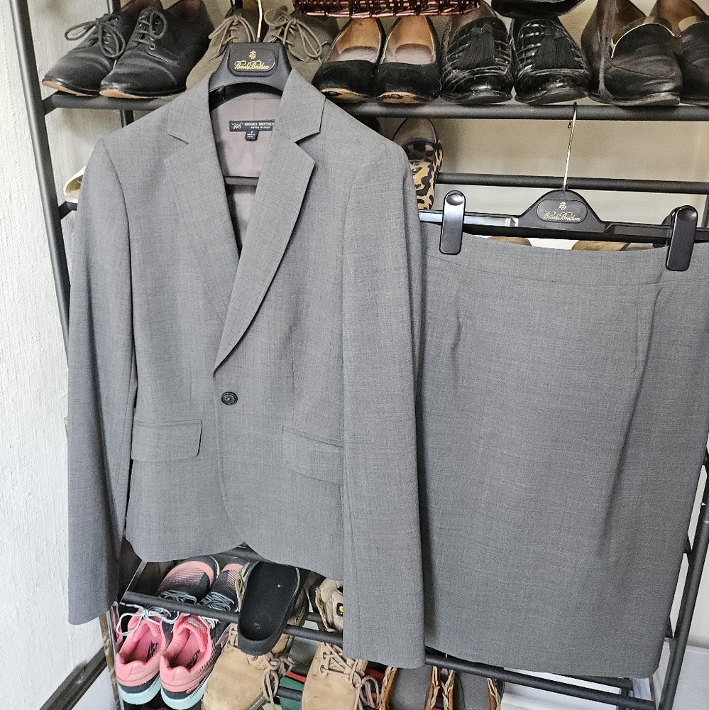 Classic Gray BROOKS BROTHERS Skirt Suit